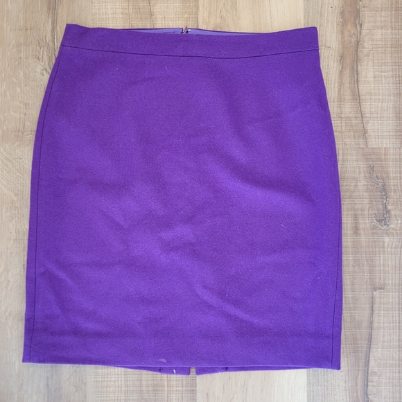 J.Crew Purple Wool Pencil Skirt Size 8
